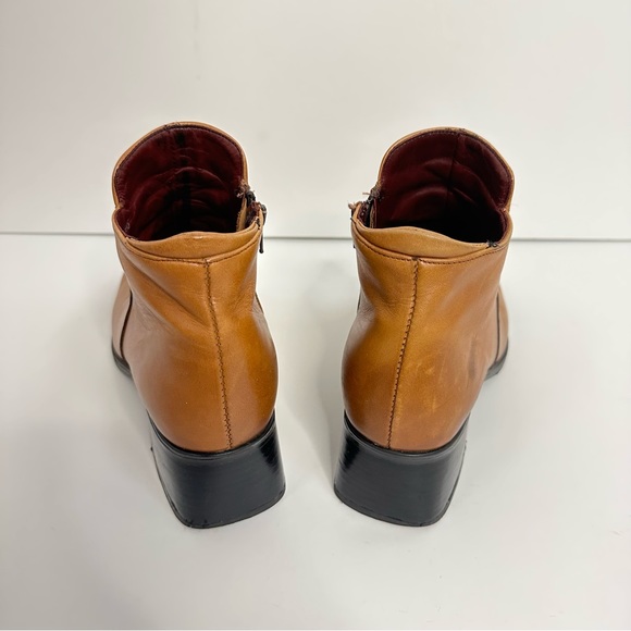 Vintage Santana Canada Waterproof Leather Camel Tan Chunky Square Toe Zip Boots - Picture 6 of 12